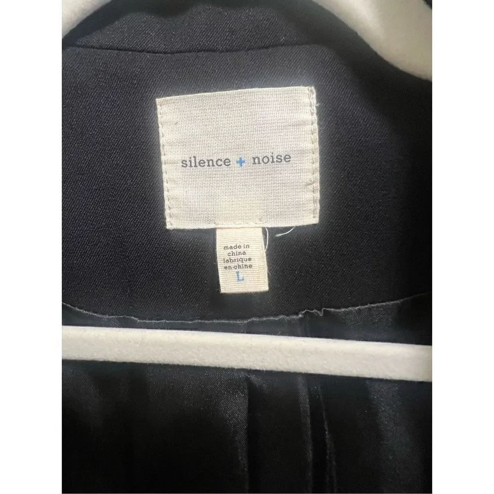NORDSTROM Silence + Noise Black Blazer with Satin Detail Size Large